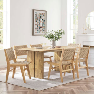 Modway Furniture Amistad 72" Dining Table - Handcrafted Mango Wood with Rustic-Modern Charm for Family Gatherings Oak EEI-6339-OAK