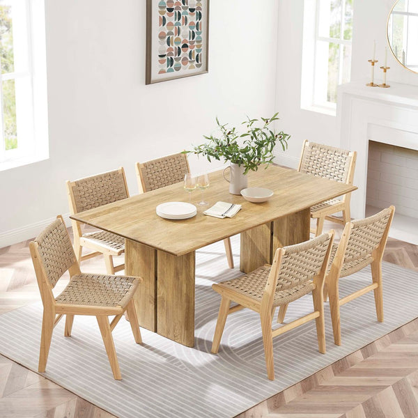 Modway Furniture Amistad 72" Dining Table - Handcrafted Mango Wood with Rustic-Modern Charm for Family Gatherings Oak EEI-6339-OAK