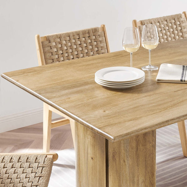 Modway Furniture Amistad 72" Dining Table - Handcrafted Mango Wood with Rustic-Modern Charm for Family Gatherings Oak EEI-6339-OAK
