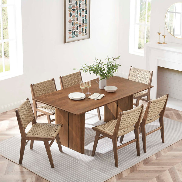Modway Furniture Amistad 72" Dining Table - Handcrafted Mango Wood with Rustic-Modern Charm for Family Gatherings Walnut EEI-6339-WAL