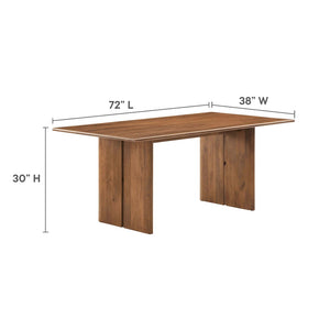 Modway Furniture Amistad 72" Dining Table - Handcrafted Mango Wood with Rustic-Modern Charm for Family Gatherings Walnut EEI-6339-WAL