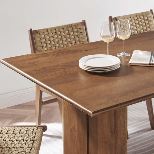 Modway Furniture Amistad 72" Dining Table - Handcrafted Mango Wood with Rustic-Modern Charm for Family Gatherings Walnut EEI-6339-WAL