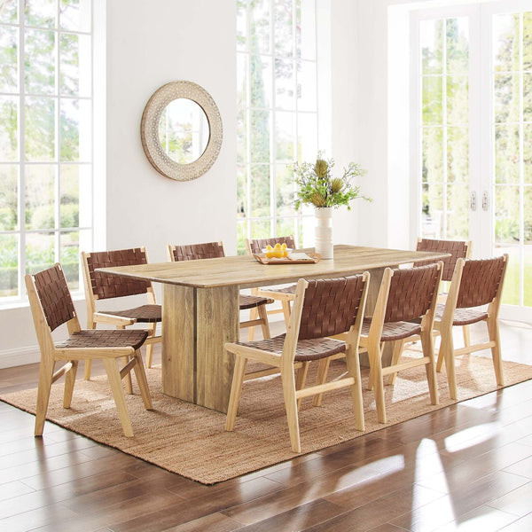Modway Furniture Amistad 86" Mango Wood Dining Table - Rustic Modern Design for Family Gatherings and Dining Events Oak EEI-6340-OAK