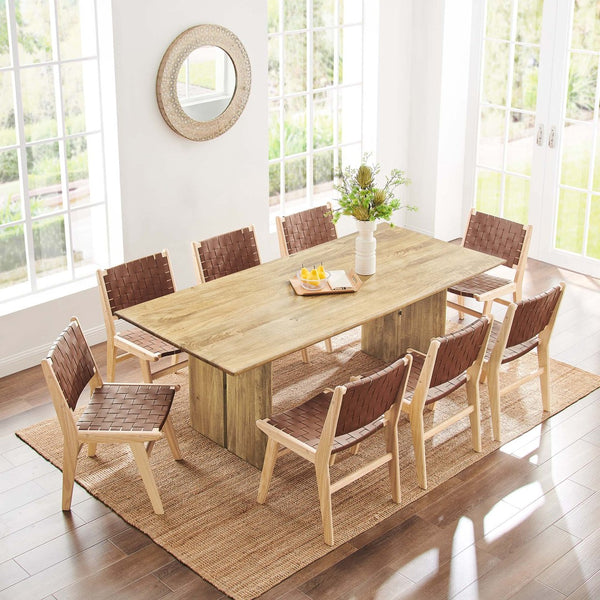 Modway Furniture Amistad 86" Mango Wood Dining Table - Rustic Modern Design for Family Gatherings and Dining Events Oak EEI-6340-OAK