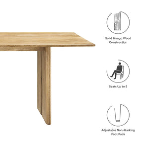 Modway Furniture Amistad 86" Mango Wood Dining Table - Rustic Modern Design for Family Gatherings and Dining Events Oak EEI-6340-OAK