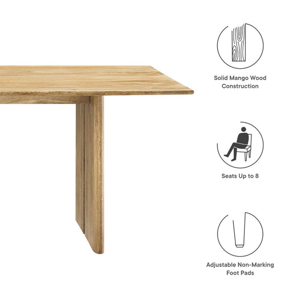 Modway Furniture Amistad 86" Mango Wood Dining Table - Rustic Modern Design for Family Gatherings and Dining Events Oak EEI-6340-OAK