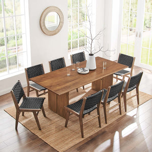 Modway Furniture Amistad 86" Mango Wood Dining Table - Rustic Modern Design for Family Gatherings and Dining Events Walnut EEI-6340-WAL
