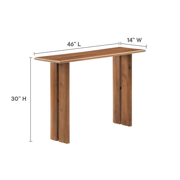Modway Furniture Amistad Wood Console Table - Handcrafted Mango Wood with Rustic Charm for Entryway or Living Room Walnut EEI-6342-WAL