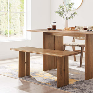 Modway Furniture Amistad 46" Mango Wood Bench - Modern Farmhouse Design for Versatile Seating & Home Décor Solutions Walnut EEI-6343-WAL