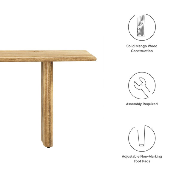 Modway Furniture Amistad 58" Handcrafted Mango Wood Bench – Stylish Seating for Dining, Entryway, or Bedroom Decor Oak EEI-6344-OAK