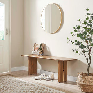 Modway Furniture Amistad 58" Handcrafted Mango Wood Bench – Stylish Seating for Dining, Entryway, or Bedroom Decor Walnut EEI-6344-WAL