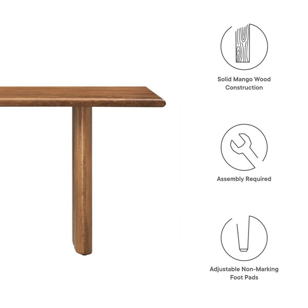 Modway Furniture Amistad 58" Handcrafted Mango Wood Bench – Stylish Seating for Dining, Entryway, or Bedroom Decor Walnut EEI-6344-WAL