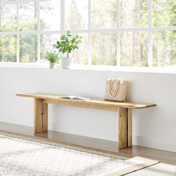 Modway Furniture Amistad 72" Wood Bench by Modway - Durable Mango Wood, Modern Farmhouse Design for Versatile Seating Oak EEI-6345-OAK