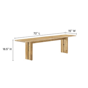 Modway Furniture Amistad 72" Wood Bench by Modway - Durable Mango Wood, Modern Farmhouse Design for Versatile Seating Oak EEI-6345-OAK