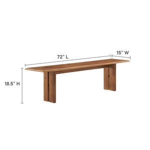 Modway Furniture Amistad 72" Wood Bench by Modway - Durable Mango Wood, Modern Farmhouse Design for Versatile Seating Walnut EEI-6345-WAL