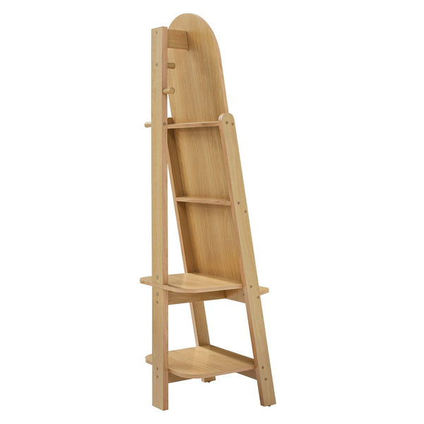 Modway Furniture Ascend Full-Length Standing Mirror with Arched Glass and Stylish Storage for Organizing Outfits Oak EEI-6346-OAK