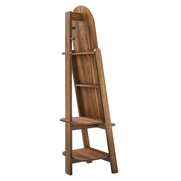 Modway Furniture Ascend Full-Length Standing Mirror with Arched Glass and Stylish Storage for Organizing Outfits Walnut EEI-6346-WAL