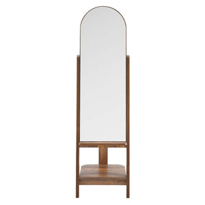 Modway Furniture Ascend Full-Length Standing Mirror with Arched Glass and Stylish Storage for Organizing Outfits Walnut EEI-6346-WAL