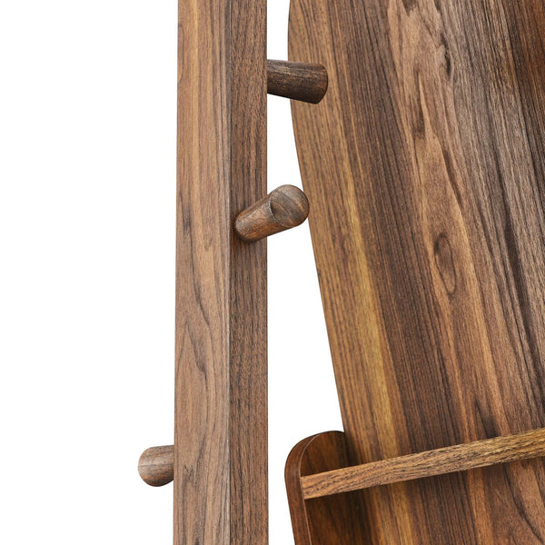 Modway Furniture Ascend Full-Length Standing Mirror with Arched Glass and Stylish Storage for Organizing Outfits Walnut EEI-6346-WAL