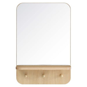 Modway Furniture Lumina Mirror - Stylish Space-Saving Design with Shelf and Pegs for Organized Entryway Décor Oak EEI-6348-OAK
