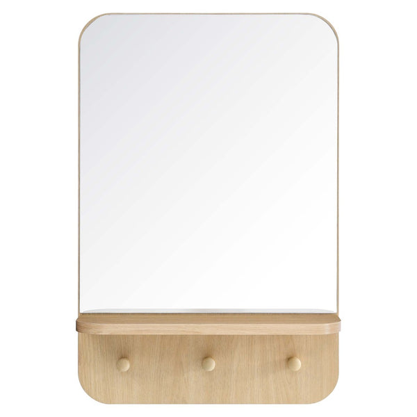 Modway Furniture Lumina Mirror - Stylish Space-Saving Design with Shelf and Pegs for Organized Entryway Décor Oak EEI-6348-OAK
