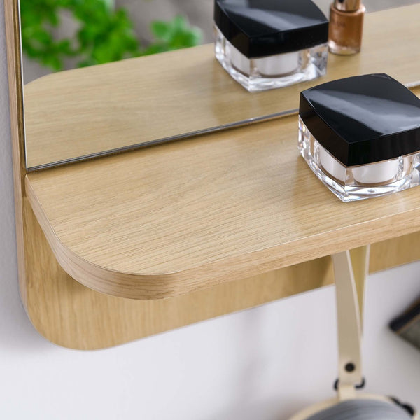 Modway Furniture Lumina Mirror - Stylish Space-Saving Design with Shelf and Pegs for Organized Entryway Décor Oak EEI-6348-OAK