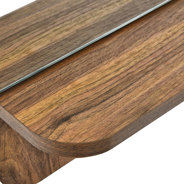 Modway Furniture Lumina Mirror - Stylish Space-Saving Design with Shelf and Pegs for Organized Entryway Décor Walnut EEI-6348-WAL