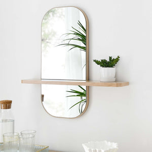 Modway Furniture Solstice Mirror - Elegant Rectangular Wall Mirror with Shelf for Entryway and Living Space Decor Oak EEI-6349-OAK