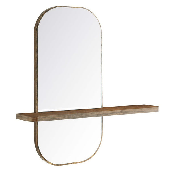 Modway Furniture Solstice Mirror - Elegant Rectangular Wall Mirror with Shelf for Entryway and Living Space Decor Walnut EEI-6349-WAL