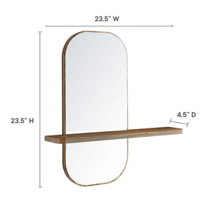 Modway Furniture Solstice Mirror - Elegant Rectangular Wall Mirror with Shelf for Entryway and Living Space Decor Walnut EEI-6349-WAL