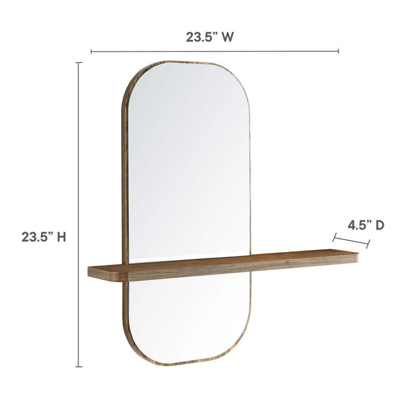 Modway Furniture Solstice Mirror - Elegant Rectangular Wall Mirror with Shelf for Entryway and Living Space Decor Walnut EEI-6349-WAL