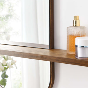 Modway Furniture Solstice Mirror - Elegant Rectangular Wall Mirror with Shelf for Entryway and Living Space Decor Walnut EEI-6349-WAL