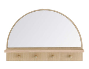 Modway Furniture Moonbeam Arched Wall Mirror with Shelf & Pegs - Stylish Entryway Storage Solution for Modern Spaces Oak EEI-6350-OAK