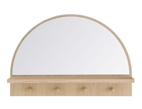 Modway Furniture Moonbeam Arched Wall Mirror with Shelf & Pegs - Stylish Entryway Storage Solution for Modern Spaces Oak EEI-6350-OAK