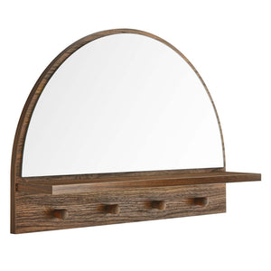 Modway Furniture Moonbeam Arched Wall Mirror with Shelf & Pegs - Stylish Entryway Storage Solution for Modern Spaces Walnut EEI-6350-WAL