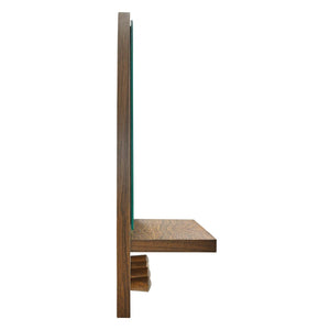 Modway Furniture Moonbeam Arched Wall Mirror with Shelf & Pegs - Stylish Entryway Storage Solution for Modern Spaces Walnut EEI-6350-WAL