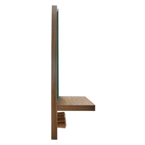 Modway Furniture Moonbeam Arched Wall Mirror with Shelf & Pegs - Stylish Entryway Storage Solution for Modern Spaces Walnut EEI-6350-WAL