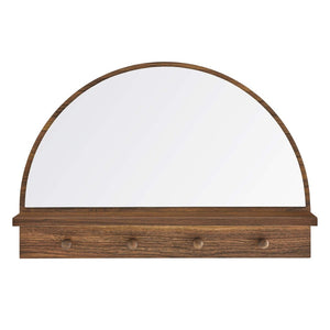 Modway Furniture Moonbeam Arched Wall Mirror with Shelf & Pegs - Stylish Entryway Storage Solution for Modern Spaces Walnut EEI-6350-WAL