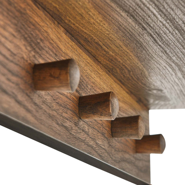 Modway Furniture Moonbeam Arched Wall Mirror with Shelf & Pegs - Stylish Entryway Storage Solution for Modern Spaces Walnut EEI-6350-WAL