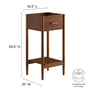 Modway Furniture Zaire 18" Bathroom Vanity Cabinet - Modern Minimalist Design with Smart Storage for Compact Spaces Walnut EEI-6351-WAL