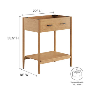 Modway Furniture Zaire 30" Bathroom Vanity Cabinet - Mid-Century Modern Design with Open Storage & Drawer Features Natural EEI-6353-NAT