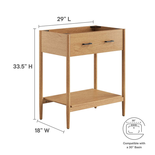 Modway Furniture Zaire 30" Bathroom Vanity Cabinet - Mid-Century Modern Design with Open Storage & Drawer Features Natural EEI-6353-NAT