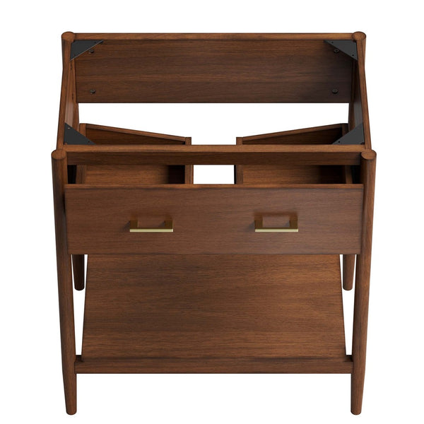 Modway Furniture Zaire 30" Bathroom Vanity Cabinet - Mid-Century Modern Design with Open Storage & Drawer Features Walnut EEI-6353-WAL