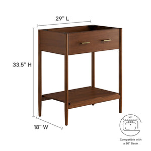 Modway Furniture Zaire 30" Bathroom Vanity Cabinet - Mid-Century Modern Design with Open Storage & Drawer Features Walnut EEI-6353-WAL