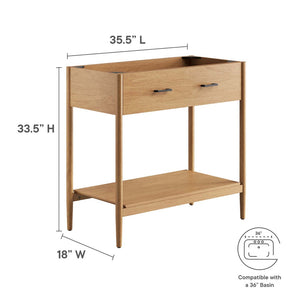 Modway Furniture Zaire 36" Bathroom Vanity Cabinet - Mid-Century Modern Design with Practical Storage Solution Natural EEI-6354-NAT