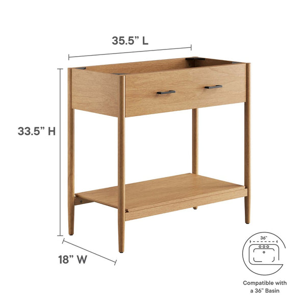 Modway Furniture Zaire 36" Bathroom Vanity Cabinet - Mid-Century Modern Design with Practical Storage Solution Natural EEI-6354-NAT