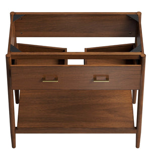 Modway Furniture Zaire 36" Bathroom Vanity Cabinet - Mid-Century Modern Design with Practical Storage Solution Walnut EEI-6354-WAL