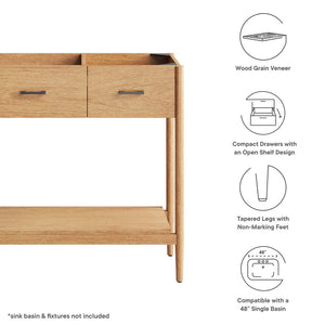 Modway Furniture Zaire 48" Single Sink Bathroom Vanity Cabinet with Mid-Century Design and Practical Storage Solutions Natural EEI-6355-NAT