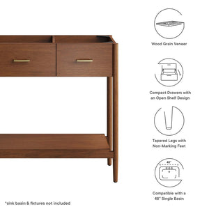 Modway Furniture Zaire 48" Single Sink Bathroom Vanity Cabinet with Mid-Century Design and Practical Storage Solutions Walnut EEI-6355-WAL