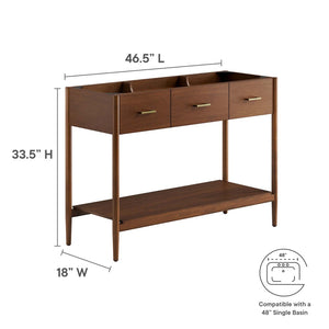 Modway Furniture Zaire 48" Single Sink Bathroom Vanity Cabinet with Mid-Century Design and Practical Storage Solutions Walnut EEI-6355-WAL